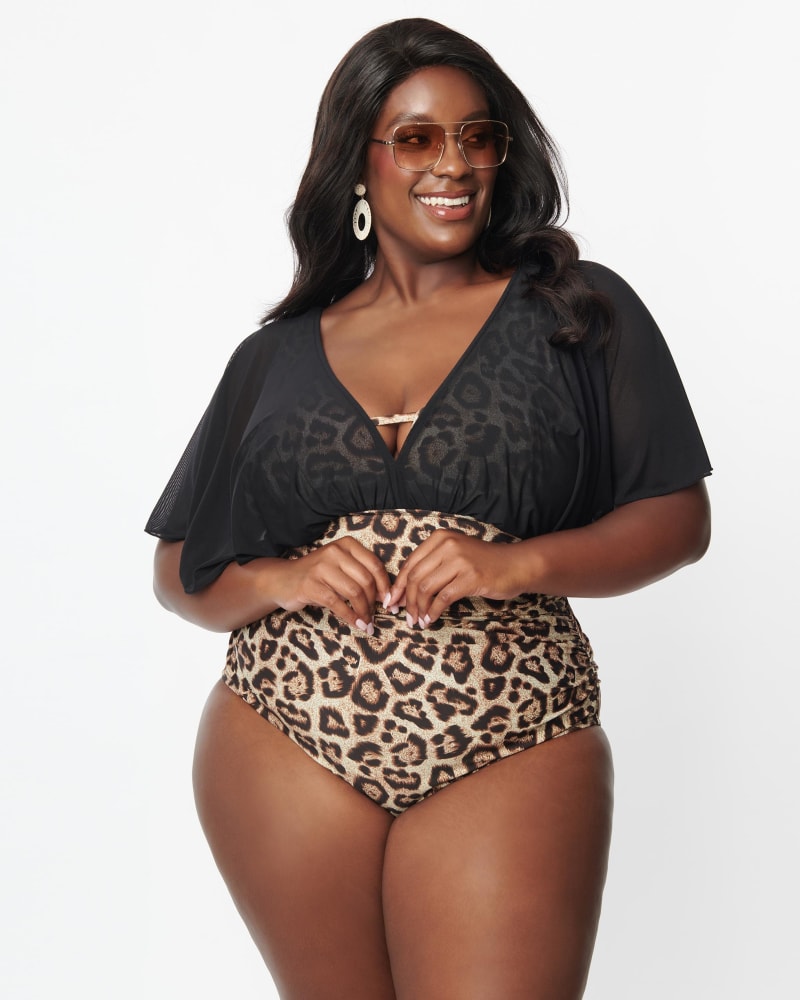 Plus size cheetah outlet print bathing suit